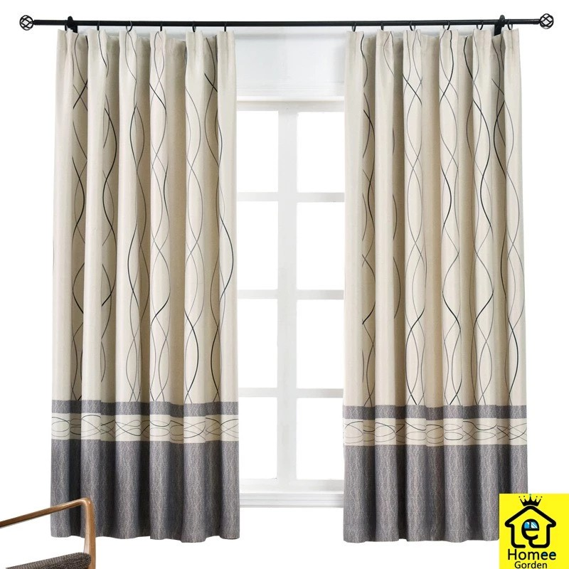  Homee Gorden Cokelat Motif Garis