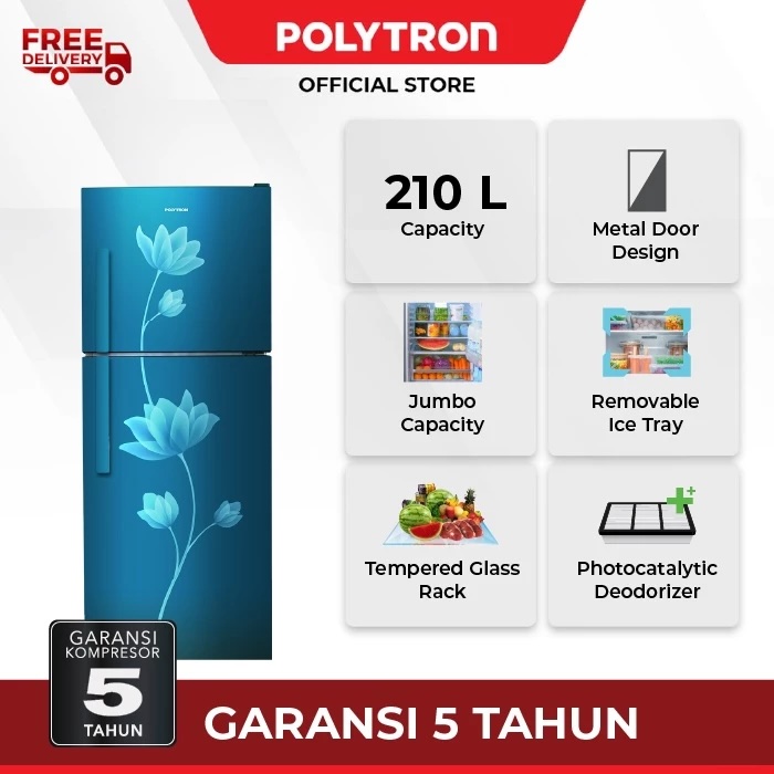 Hartono Istana Teknologi Polytron Kulkas 2 Pintu Metallic 210 Liter PRB 219B