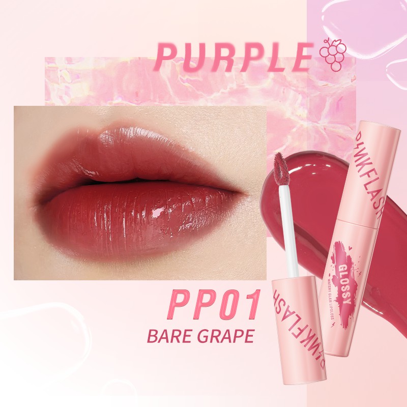 FCL Internasional Indonesia PINKFLASH Watery Glam Lip Gloss PP01 Bare Grape