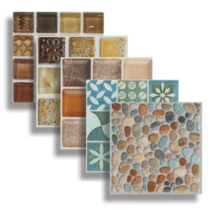 Paus Biru Stiker Dinding Mosaik 3D 1