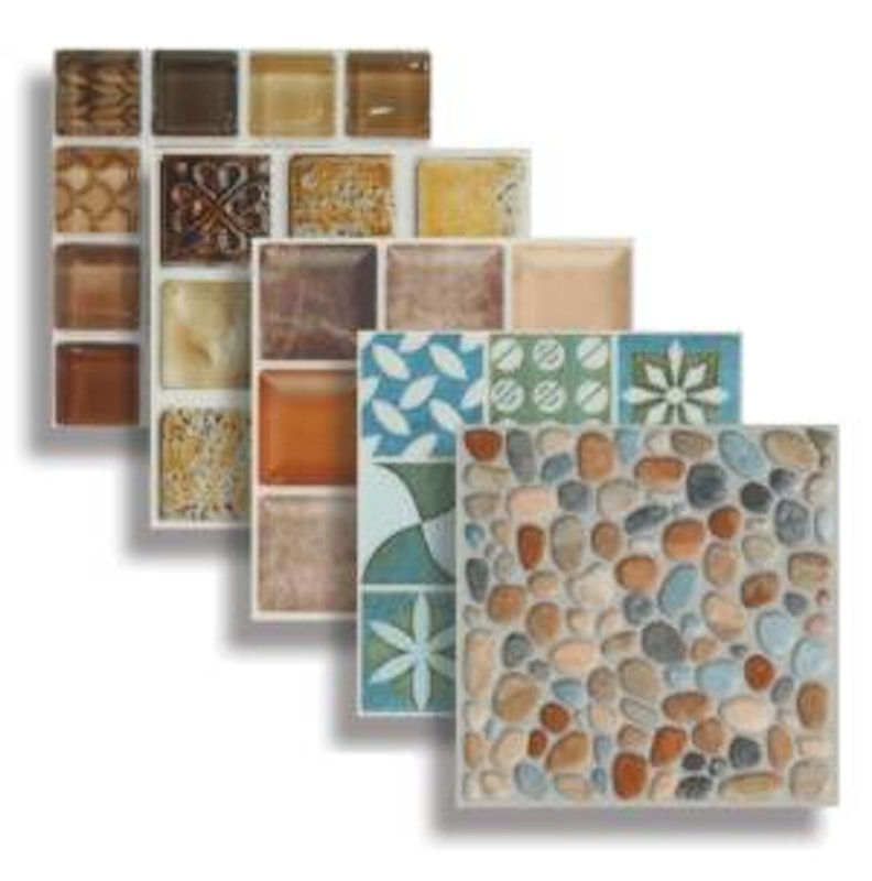 Paus Biru Stiker Dinding Mosaik 3D 1
