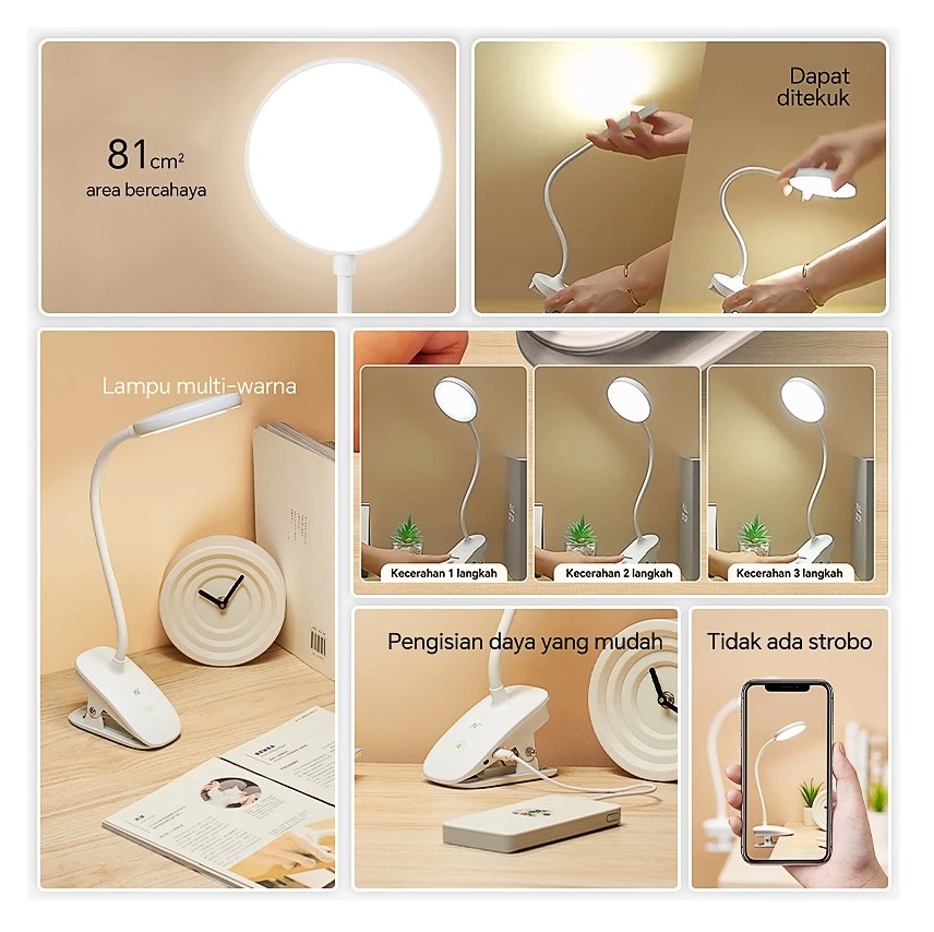 Lampu Belajar Jepit 2.200 mAh