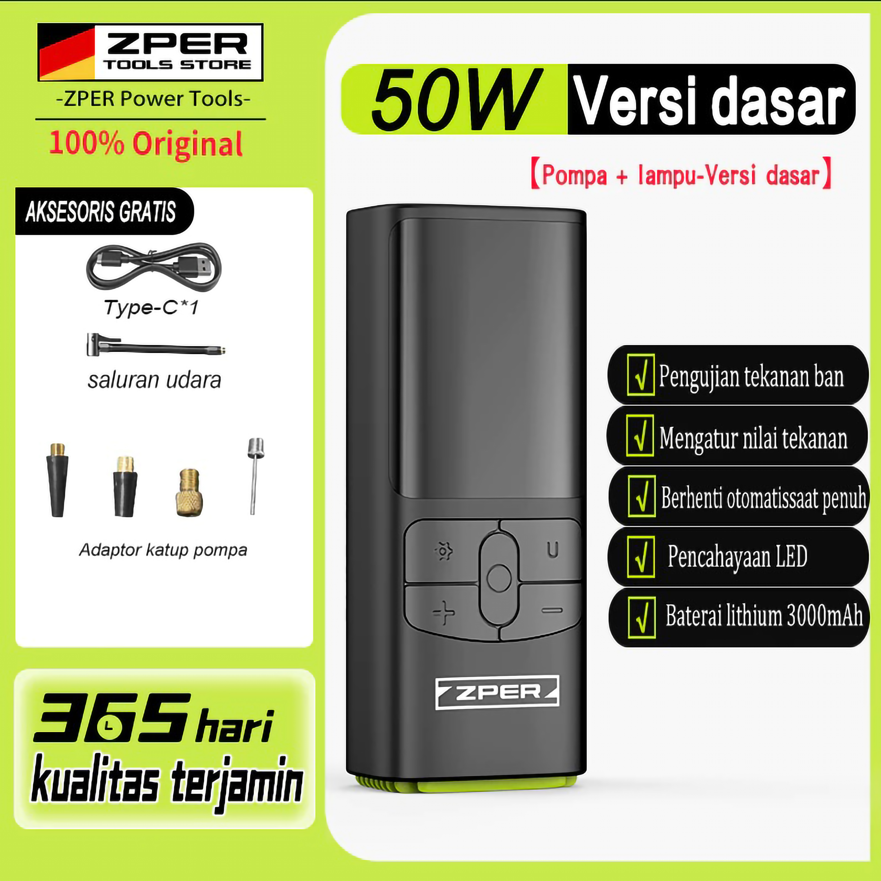  ZPER 2-in1- Mini Car Air Infatable Pump Portable ZP024