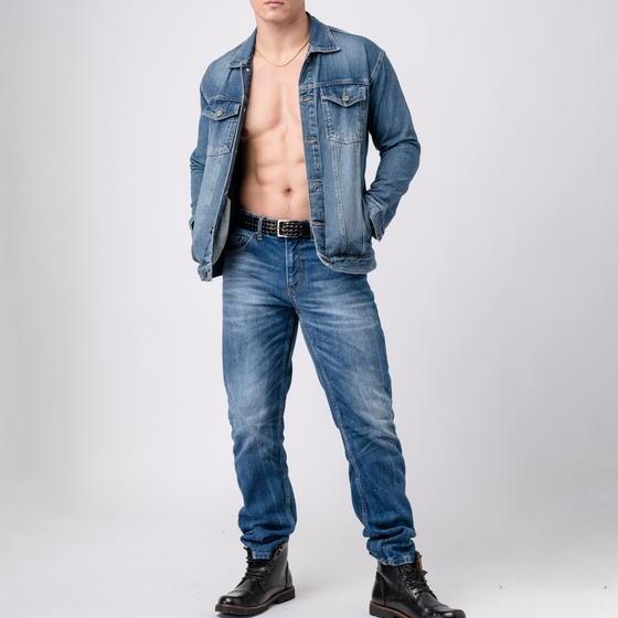 Vengoz Busana Indonesia. Vengoz Jacket Jeans Pria Slim Fit Premium Blue Washed
