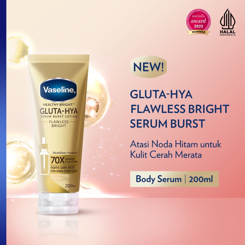 Unilever Indonesia Vaseline® Healthy Bright™ Gluta-Hya Serum Burst Lotion Flawless Bright