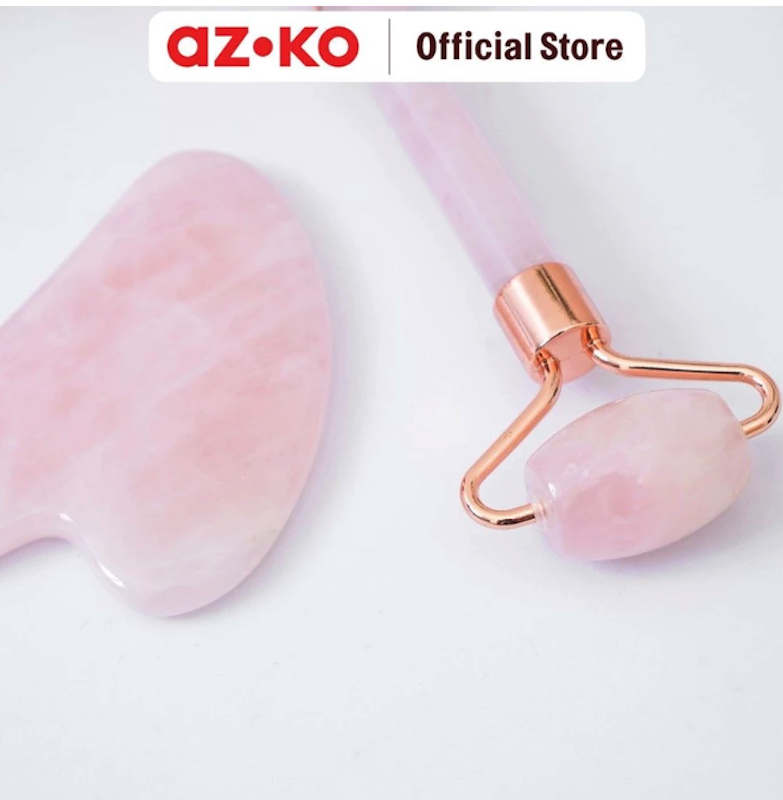 Ataru Set 2 Pcs Roller & Gua Sha Rose Quart 3