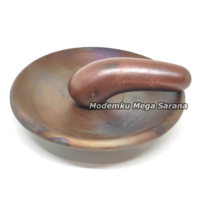 Cobek Tanah Liat Cokelat + Ulekan 20 cm 4