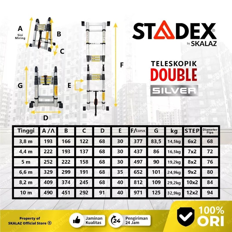 Stadex Double Telescopic Ladder 6.6M 5