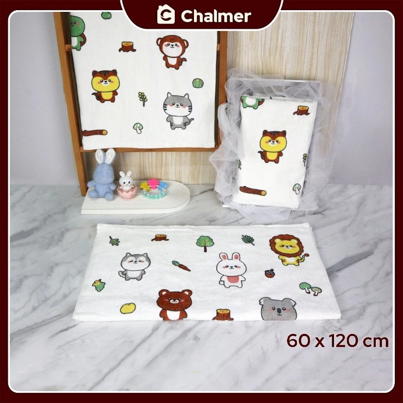 Chalmer Handuk Mandi Bayi Anak Print 60x120 cm 4
