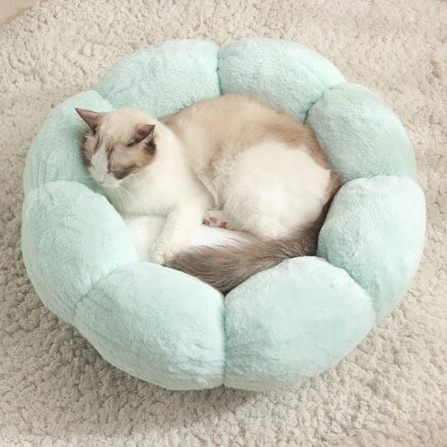 Kasur Kucing Bentuk Bunga Bulu Hangat Dan Lembut