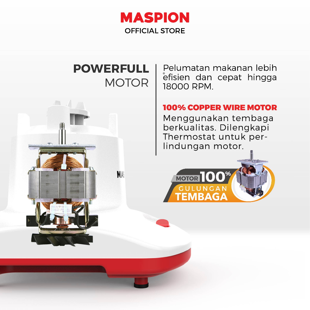 Maspion Maspion Blender 3in1 With Dry Miller & Wet Miller MT-1213
