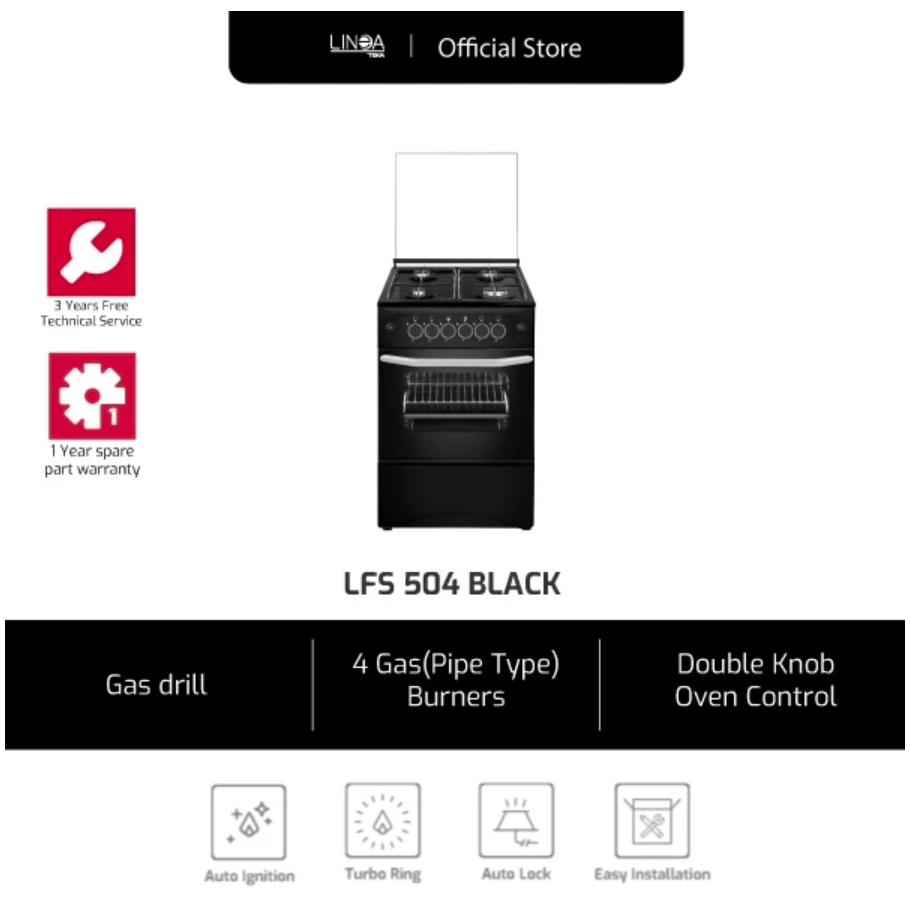 Teka Group Linea Freestanding Cooker 4 Burners  LFS 504 Black