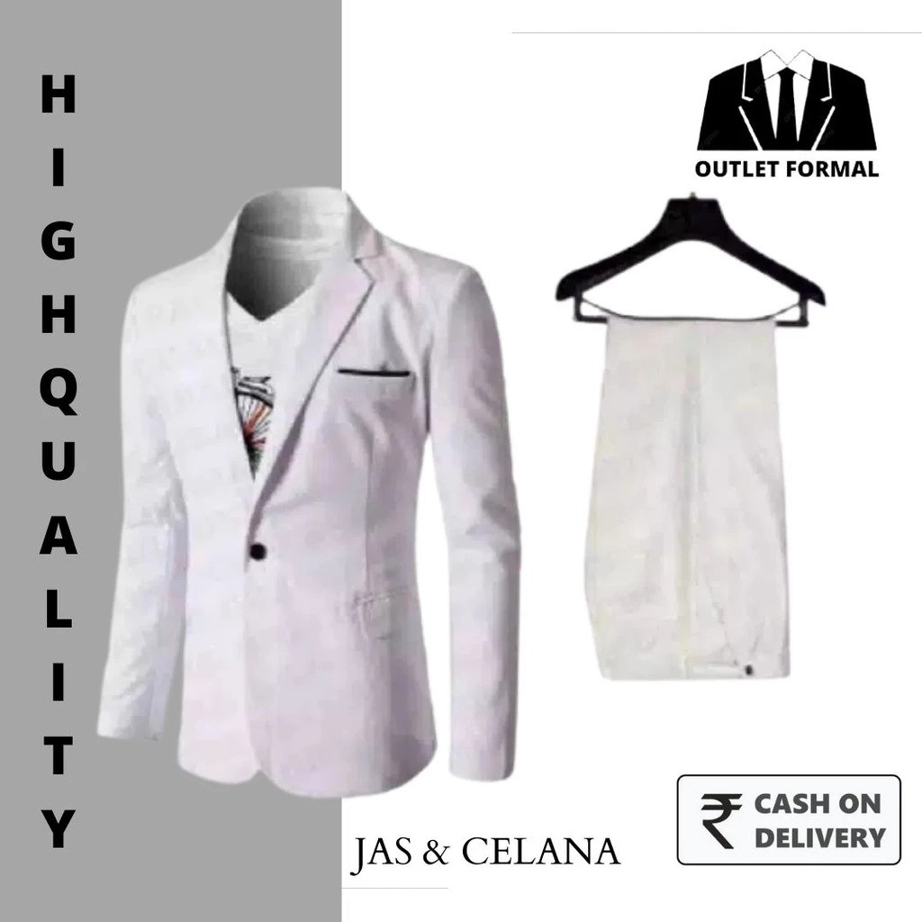  Nubade Setelan Jas & Celana Pernikahan Pengantin Pria Slim Fit