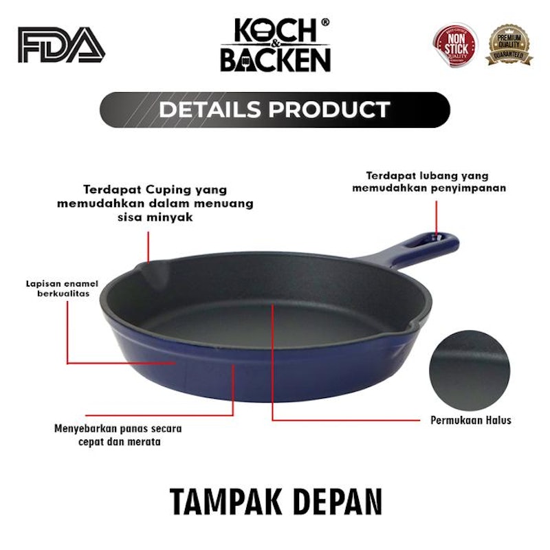 KOCH&BACKEN Cast Iron Skillet Enamel Fry Pan 20cm 2