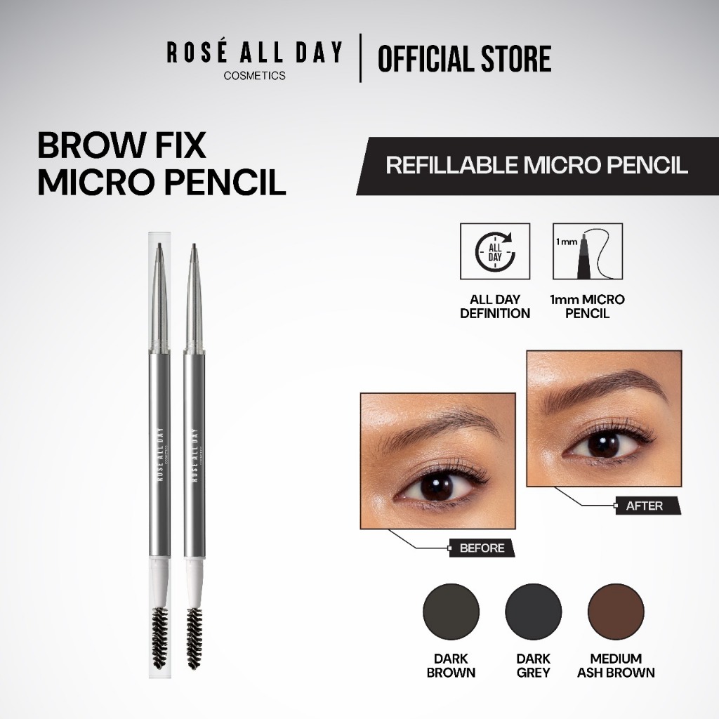 Rose Cosmetic Indonesia Rosé All Day Brow Fix Micro Pencil Dark Brown