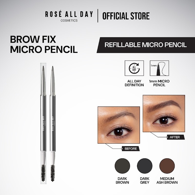 Rosé All Day Brow Fix Micro Pencil Dark Brown 2