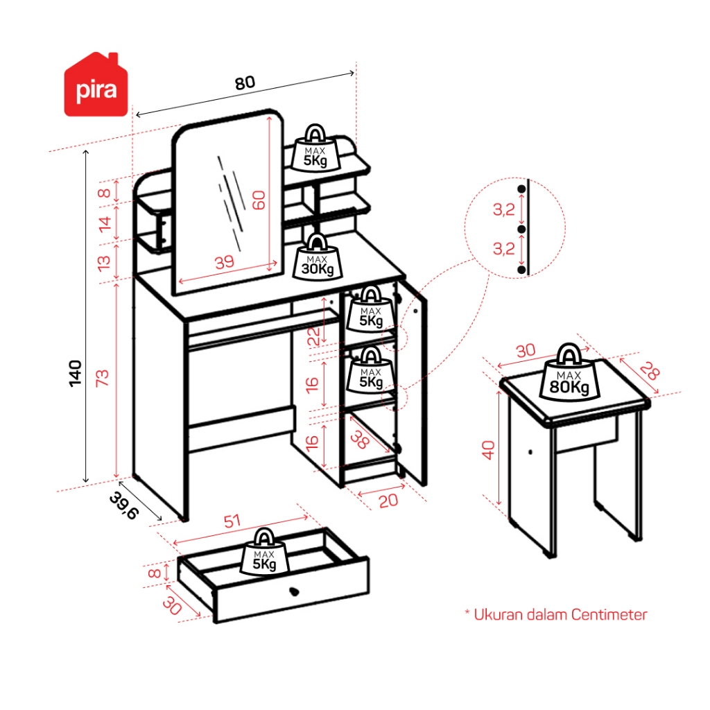 Pira Metropolis Pira Meja Rias Secha DS80