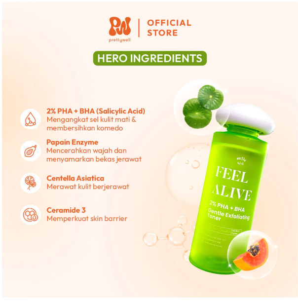 Pesona Dalam Negri Prettywell Feel Alive 2% PHA + BHA Gentle Exfoliating Toner New Year Edition