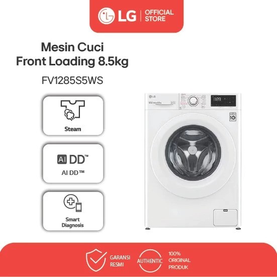 LG 8.5kg Front Loading Mesin Cuci AI DD™ FV1285S5WS