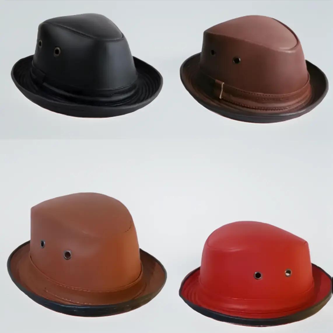  MDL Leather Topi Fedora Laken Kulit Asli