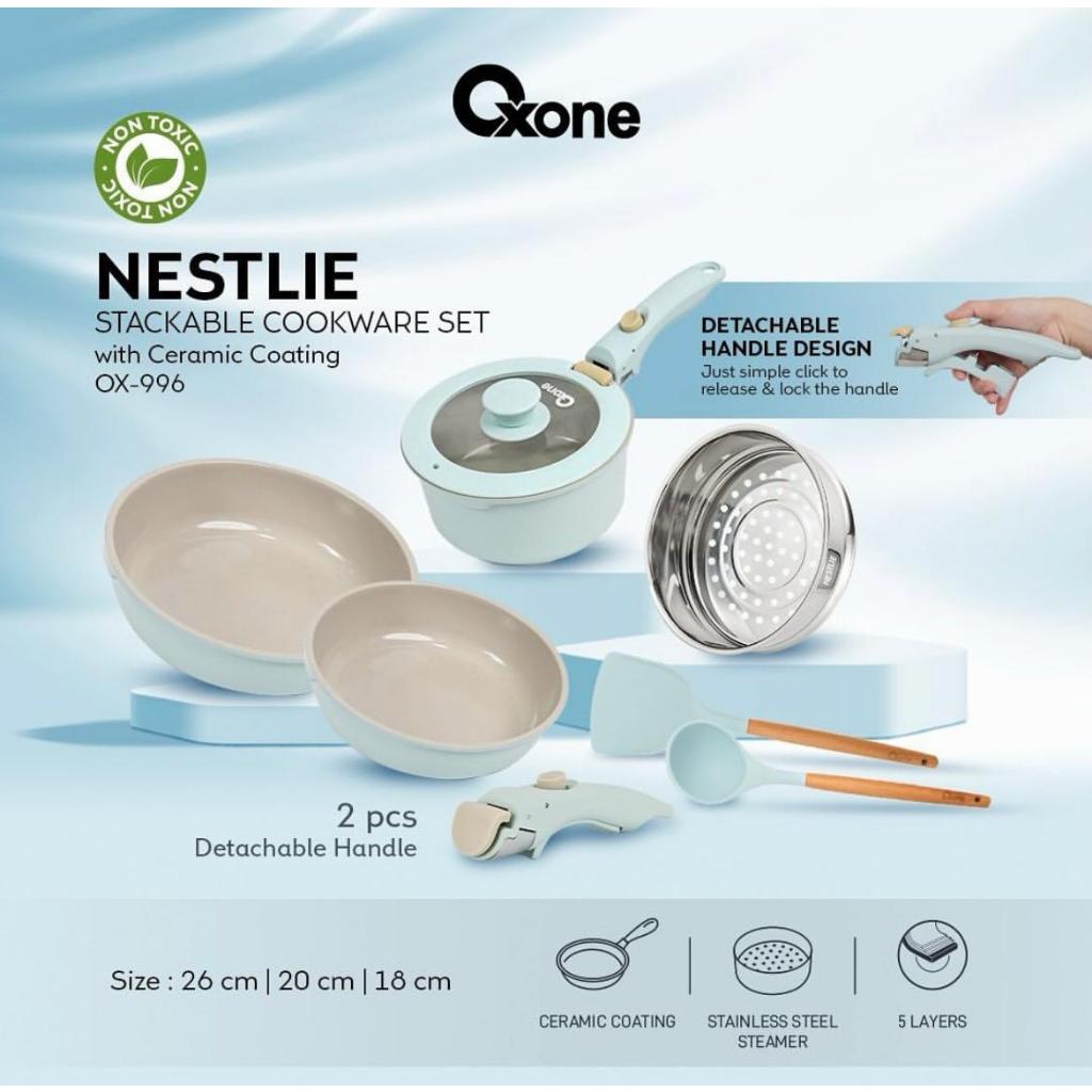 Oxone Nestlie Stackable Cookware Set with Detachable Handle OX-996