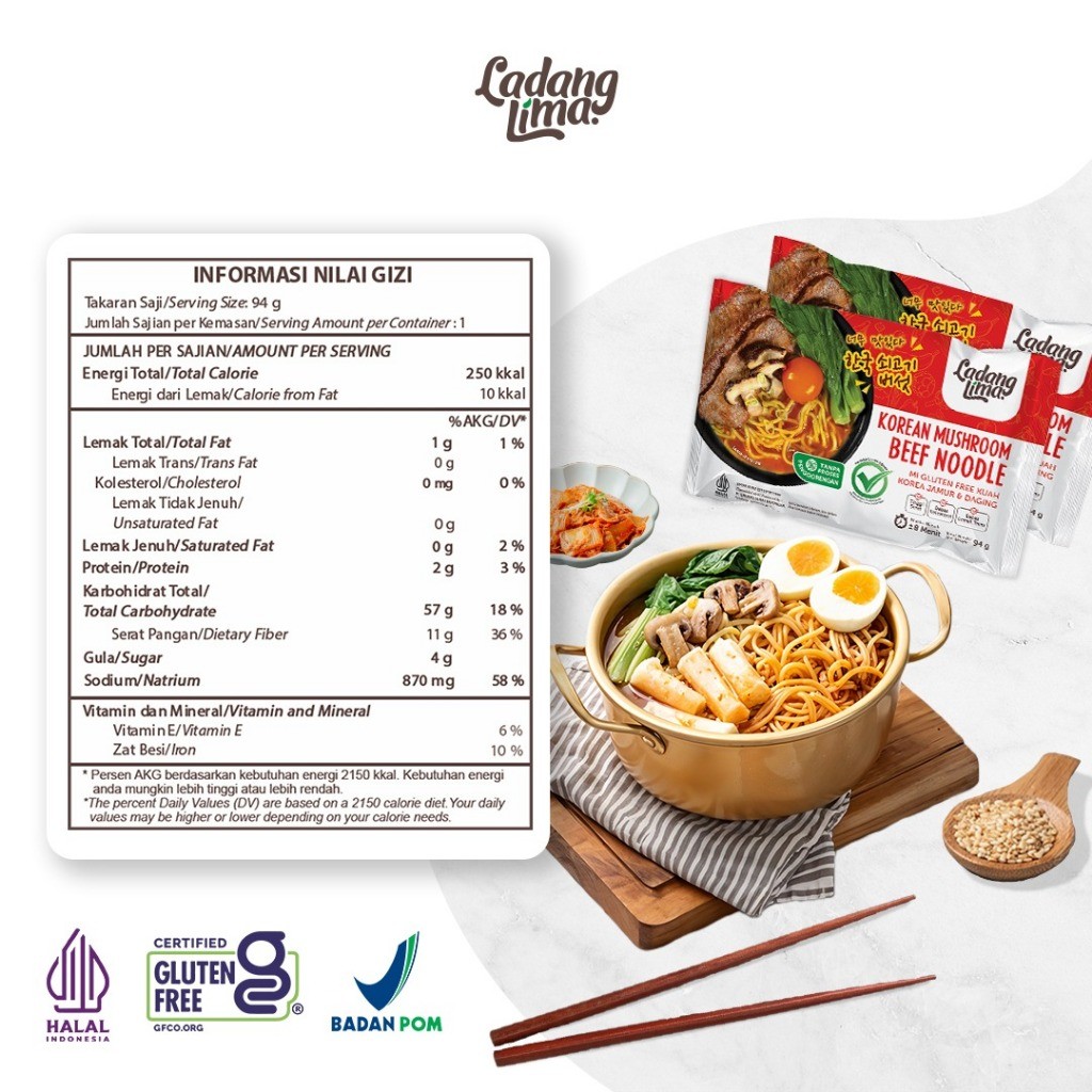 Ladang Sehat Indonesia Ladang Lima Korean Beef Mushroom Noodle