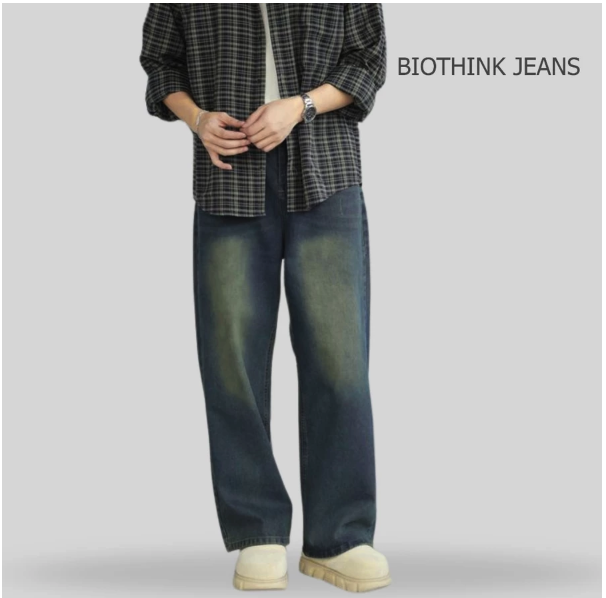 VCRL Celana Jeans Pria Korean Stlye Straight Loose Sandwash Blue 4