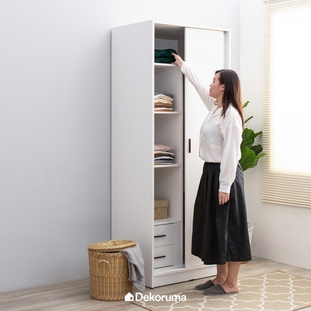 Dekoruma Heim Studio YUCCA Lemari Pakaian Sliding 80 Putih