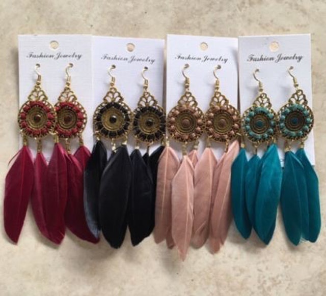  Anting Gantung Bulu Bohemian Etnik 02911F