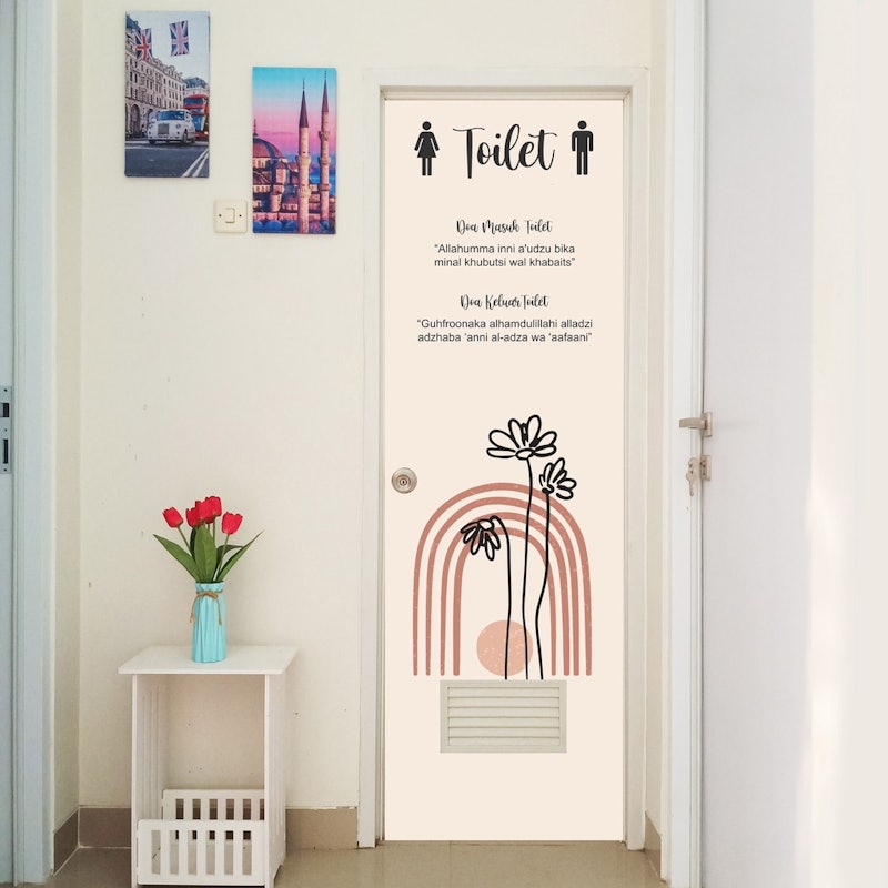 Stiker Pintu Toilet Antiair Motif Aesthetic Minimalis 3