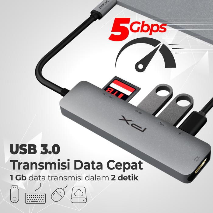 Selaras Inti Tribuana PX Fast 6 in 1 USB-C 3.1 Hub Converter UCH160