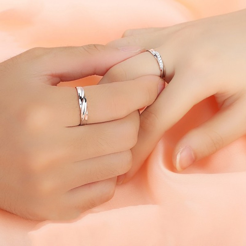 Tiaria Jewelry Silver Platinum Best Couple Ring 3
