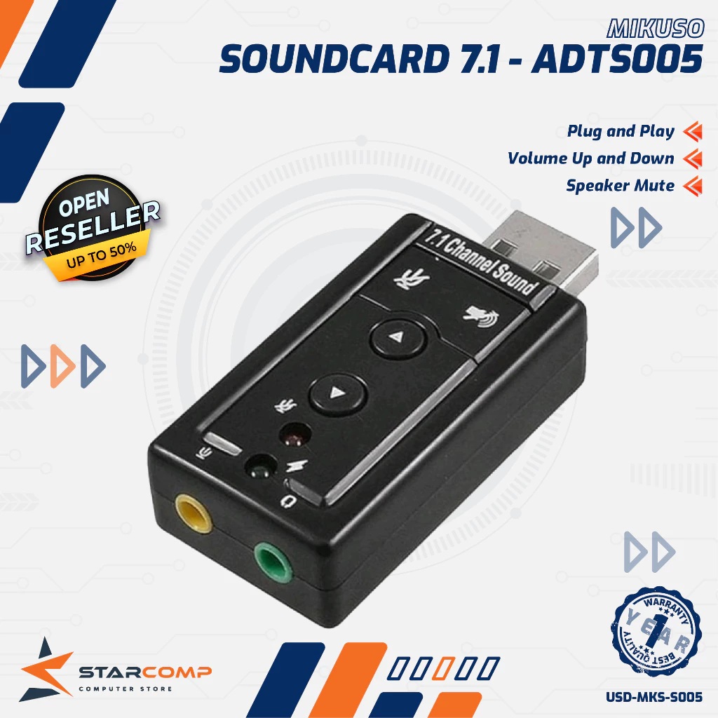  Mikuso Sound Card USB 7.1 Channel ADT-S005