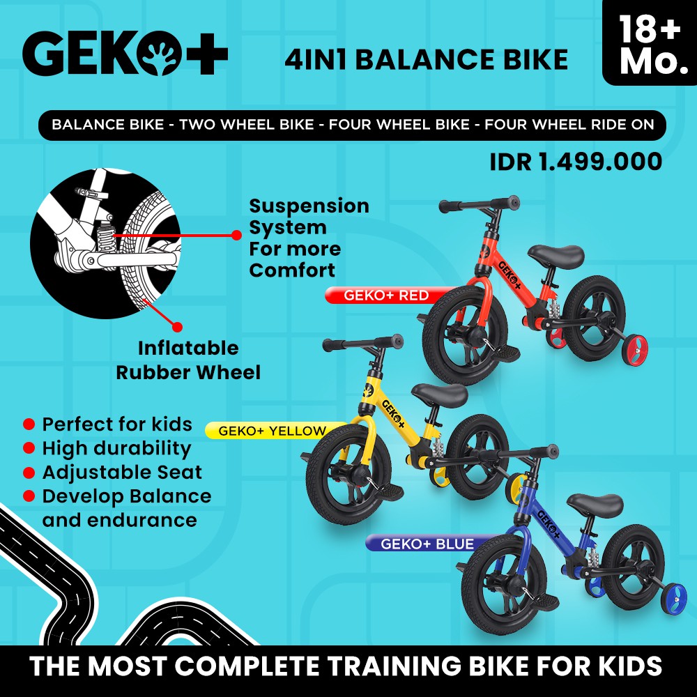  Geko Plus 4 in 1 Kids Balance Bike 12"