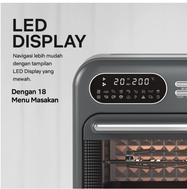 Octa Utama Oxone Retro Mini Oven & Air Fryer Digital OX-276D