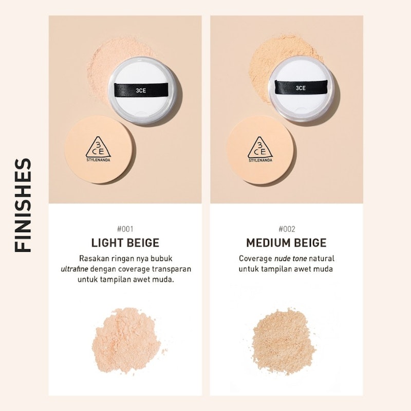 3CE Natural Finish Loose Powder 001 Light Beige 2