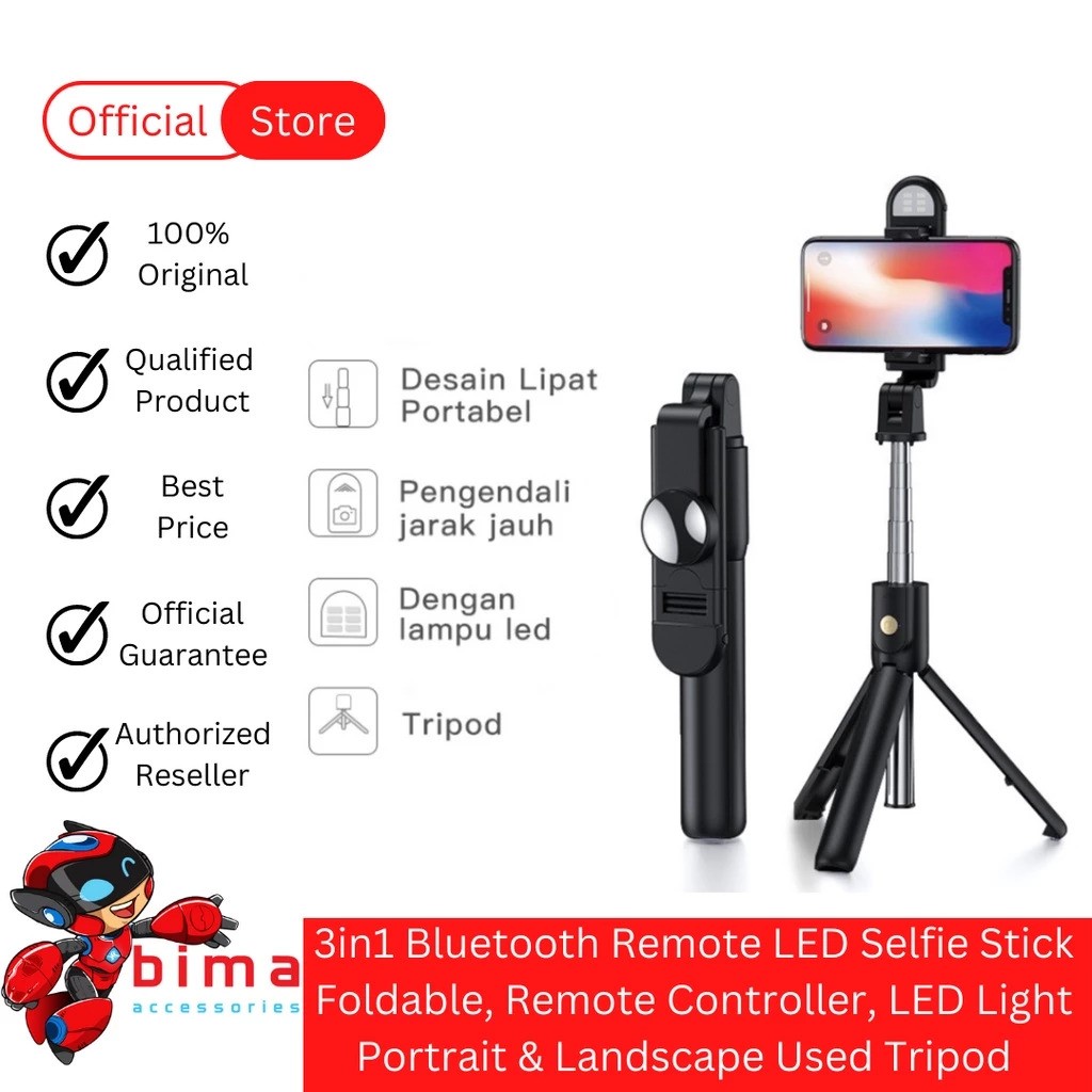 Plokama Selfie Stick+LED Flash  5
