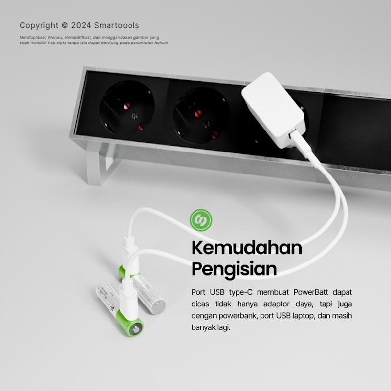 Smartoools PowerBatt Series Baterai Isi Ulang AAA 1.5V 2 Pcs 3