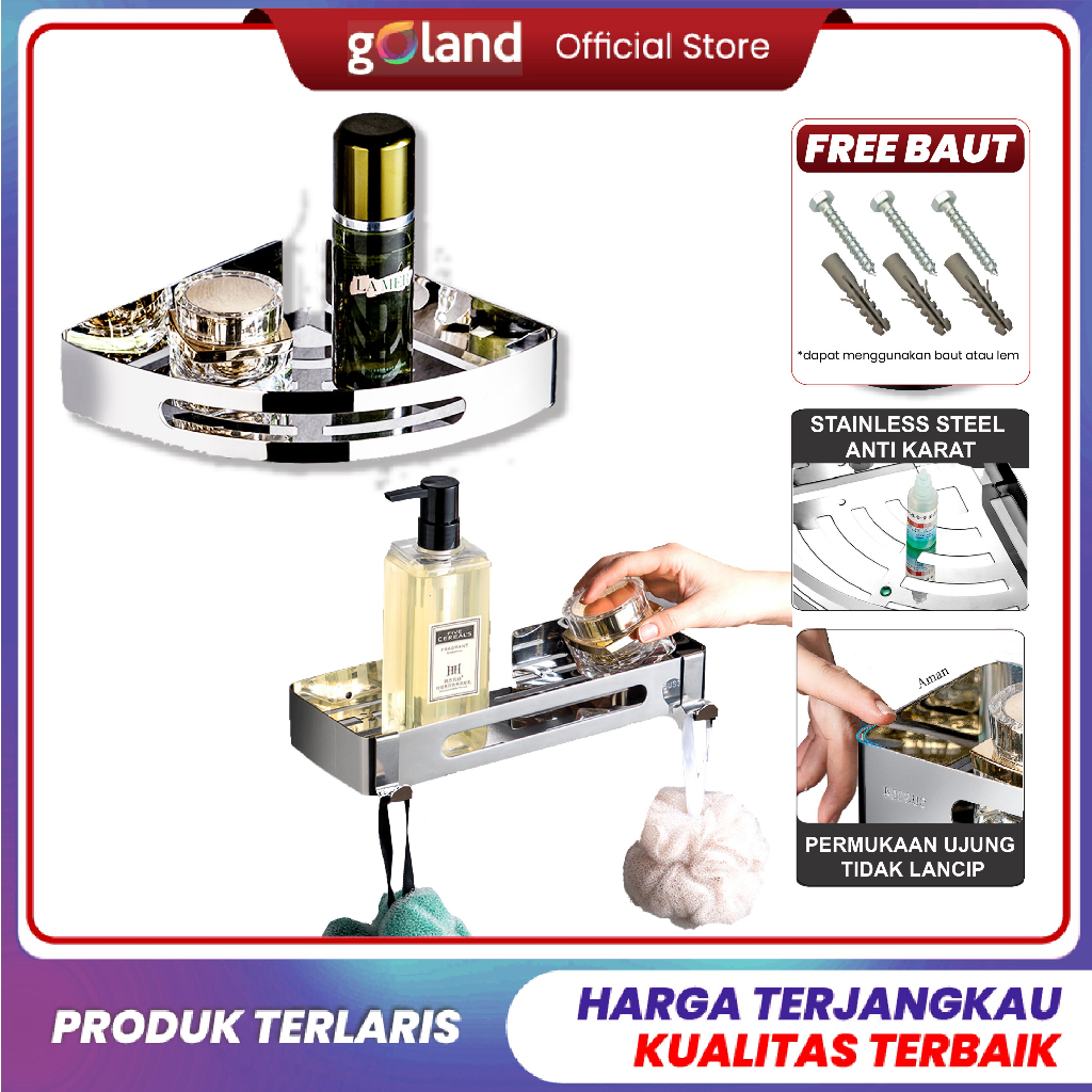 Goland Indonesia Goland Rak Sudut Kamar Mandi Persegi Panjang