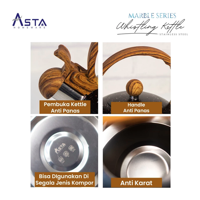 Asta Homeware  ASTA Whistling Kettle Marble