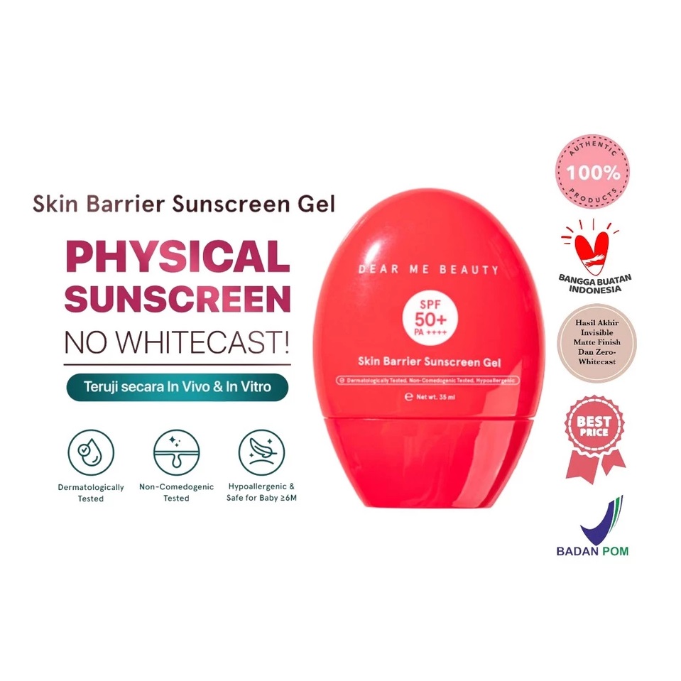 Garland Cantik Indonesia Dear Me Beauty Skin Barrier Physical Sunscreen SPF 50 PA++++