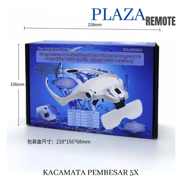  Kacamata Pembesar Reparasi Magnifying Glass LED + 5 Set Lensa