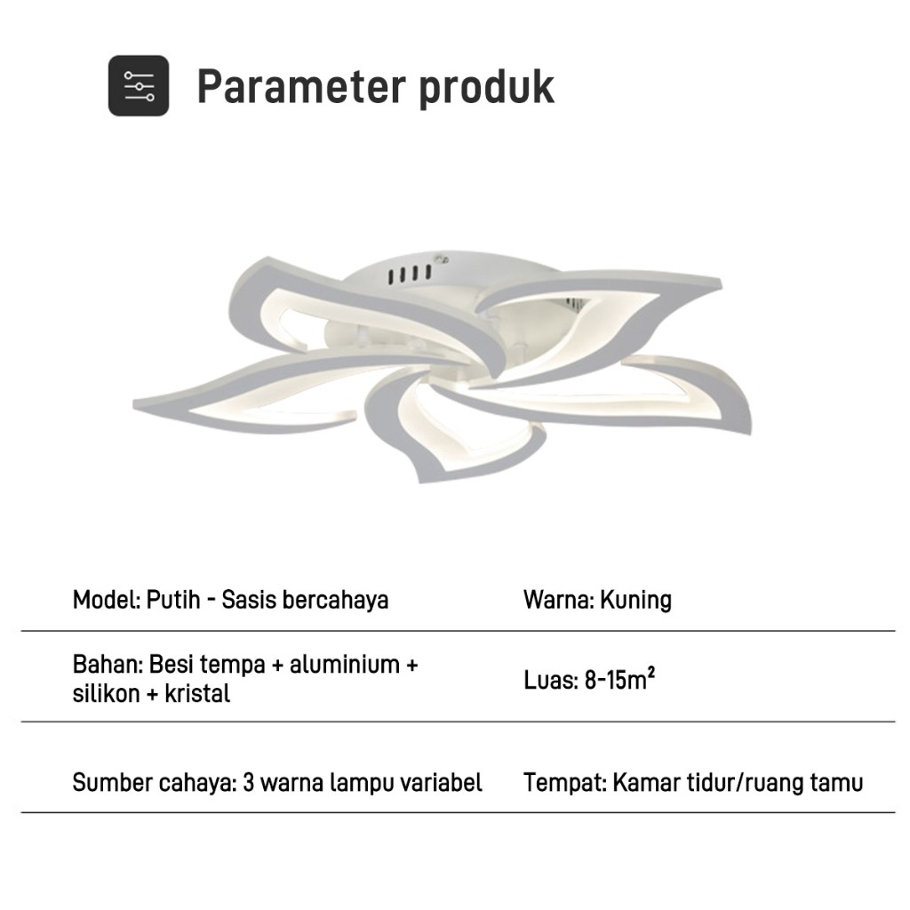  CELOGLO Lampu Hias Plafon Simple Modern LED 3 Warna 15 Daun
