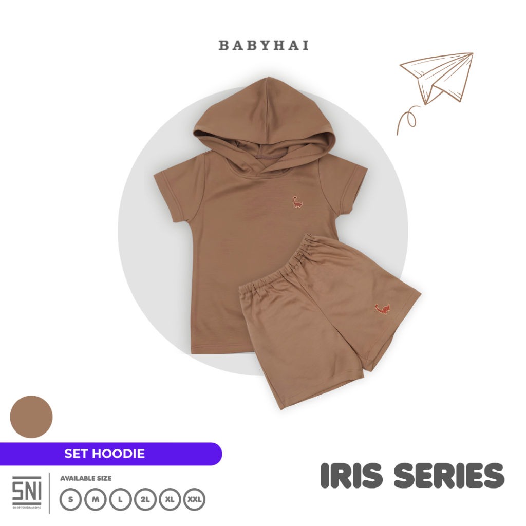  Baby Hai Iris Set Hoodie Seri Cokelat