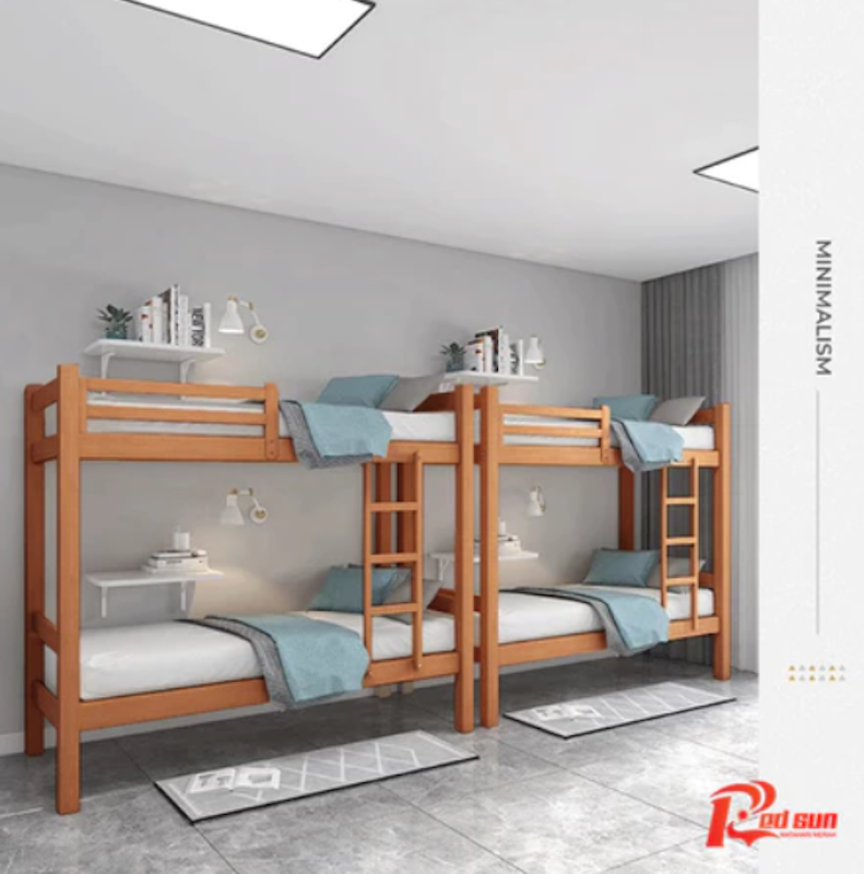 Red Sun Tempat Tidur Tingkat Kayu 4