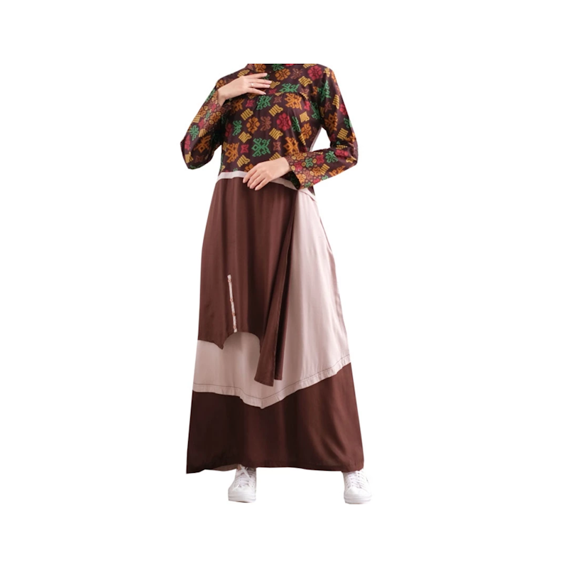 Lunan GO Gamis Wanita Muslimah Rayon Kombinasi Batik Premium 1