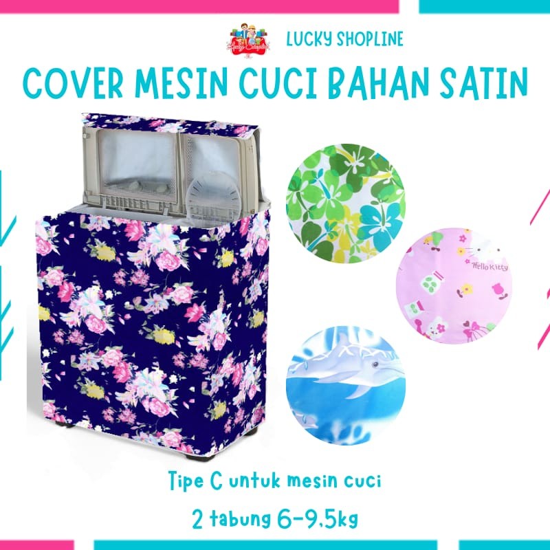 Cover Mesin Cuci Dua Tabung Berbahan Satin 5