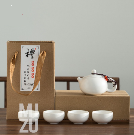 MIZU Living OOLONG Classic Chinese Tea Pot Set 4 Cups Ceramic with Gift Box