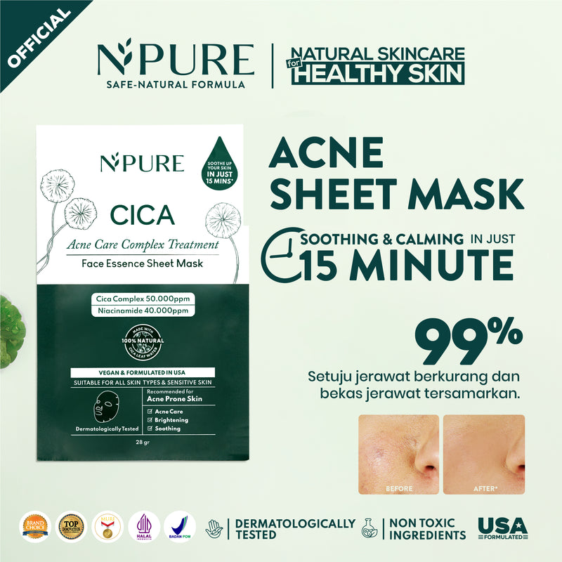 Penta Natural Kosmetindo N'PURE Cica Face Sheet Mask