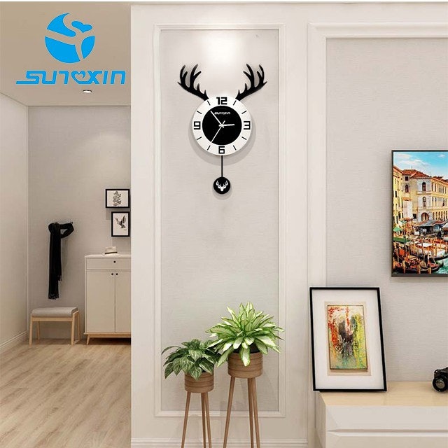 Sunxin Jam Dinding Kepribadian Kreatif Kepala Rusa Nordic 9104